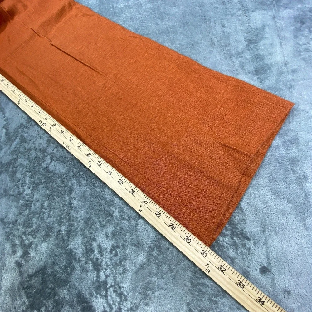Mens 100% Linen Pants Sz 32x31 Wide Leg High Waist Straight Trouser Burnt Orange